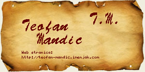 Teofan Mandić vizit kartica